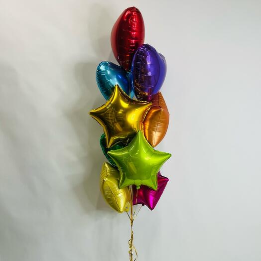 STAR AND HEART MULTI COLOUR FOIL BALLOONS BOUQUET