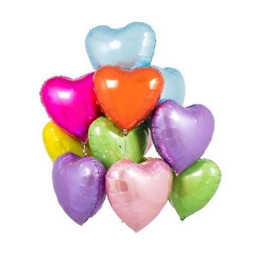Multi Color Heart Foil Balloons Bouquet