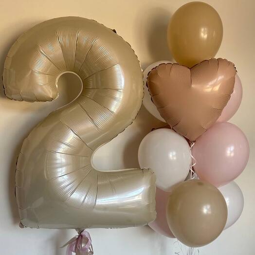 Number 2 Foil Balloon With Latex Balloons Bouquet