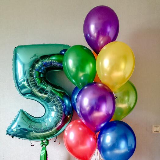 Number 05 Foil Balloon with Latex Balloons Bouquet