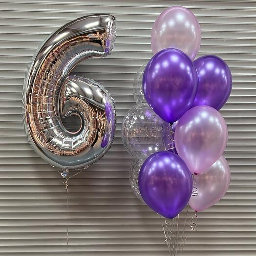 Number 06 Foil Balloon with Latex Balloons Bouquet