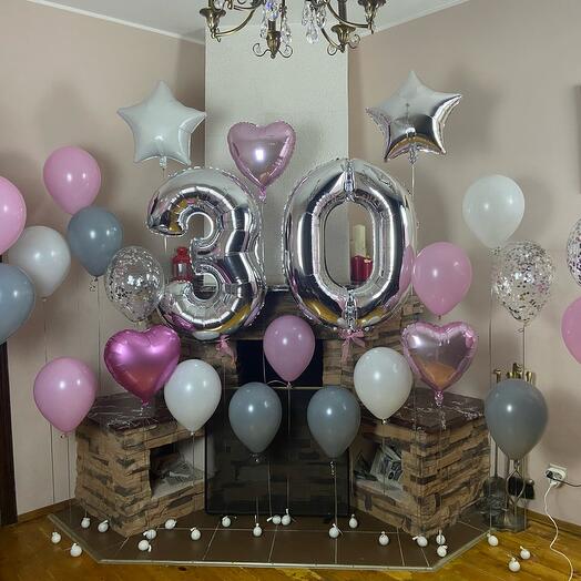 Number 30 Foil Balloons with Latex & Foil Balloons Bouquet