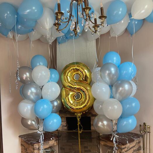 Number 8 Foil Balloons With Ceiling Latex Balloons &2* Latex Balloons Bouquet