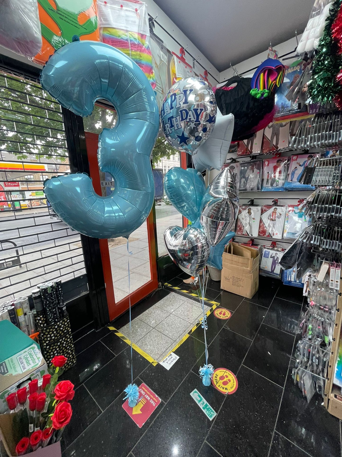 Number 3 Foil Star and Heart Balloons Bouquet