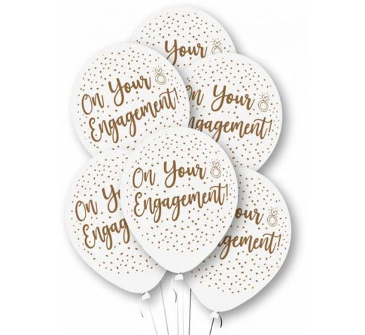 On Your Engagement Latex Balloons 12'' without Helium (Pack of 6)