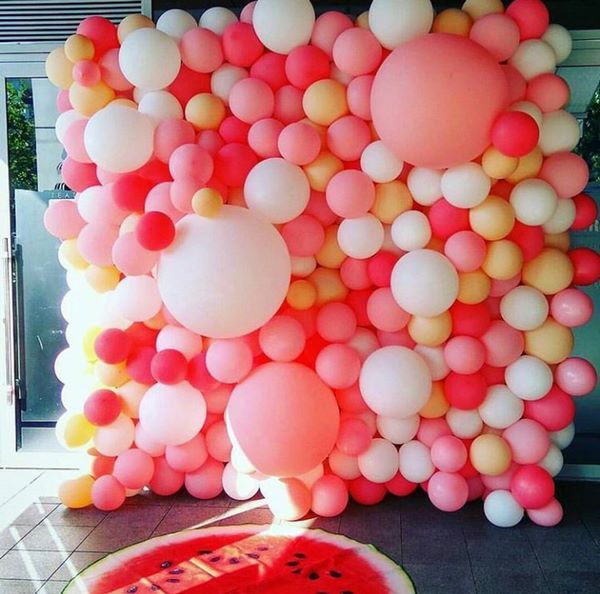 Peach and White Balloon Wall