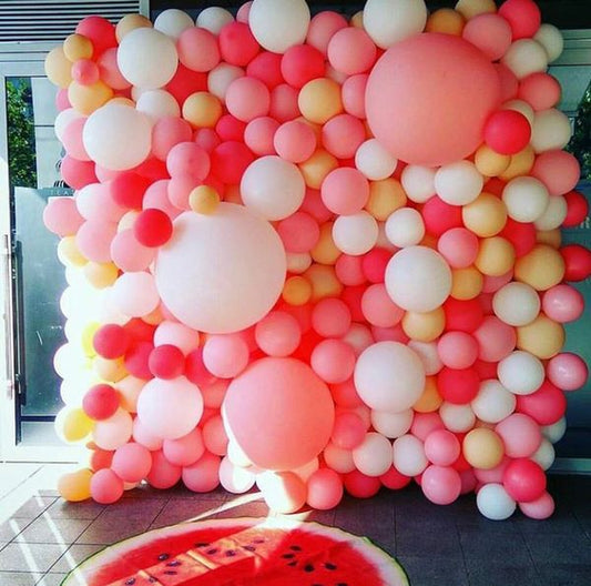 Peach and White Balloon Wall