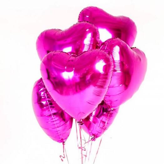 Pink Heart Foil Balloons Bouquet