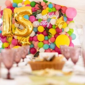 Rainbow Balloons Photo Zone with Number