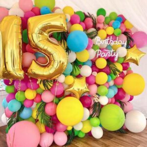 Rainbow Balloons Photo Zone with Number