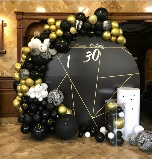 Black and Gold Balloons Garland
