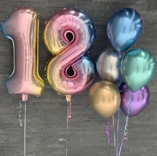 Colorful balloon set with number '18'