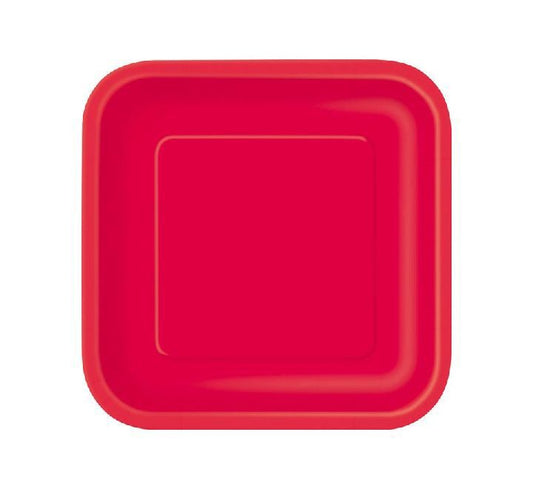 14 Red Square Plates Disposable (9 inch)