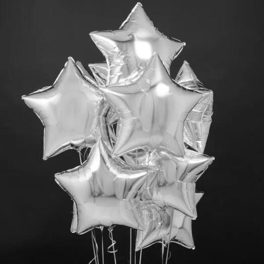 STAR SILVER FOIL BALLOONS BOUQUET