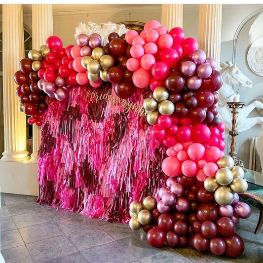 Wedding Balloons Garland Pink, Burgundy and Silver
