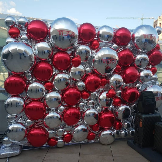 Foil Balloons Wall Silver and Red