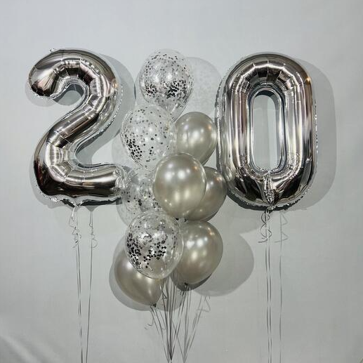 20 number foil with latex balloon bouquet