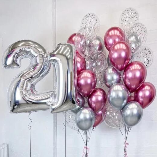 21 Number  Foil Balloon with latex balloons bouquets