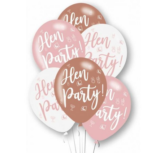 Hen Party Latex Balloons 12'' without Helium (Pack of 6)