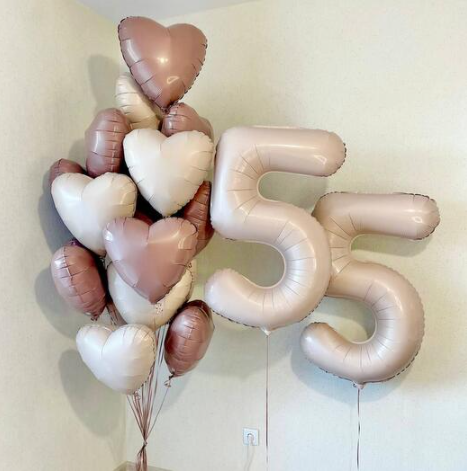 White &Rose gold Balloon Bouquets with Foil Number
