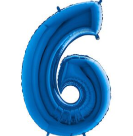 34″ Blue Foil Number 6 Helium Balloon