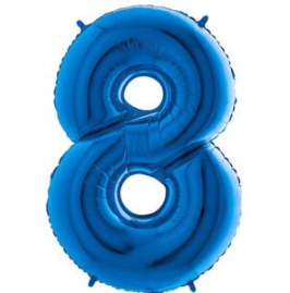 34″ Blue Foil Number 8 Helium Balloon