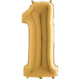 34″ Gold Foil Number 1 Helium Balloon