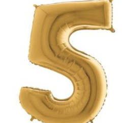 34″ Gold Foil Number 5 Helium Balloon