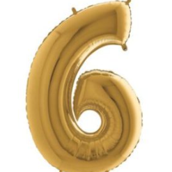 34″ Gold Foil Number 6 Helium Balloon