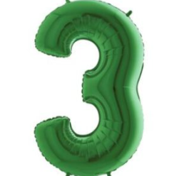 34″ Green Foil Number 3 Helium Balloon