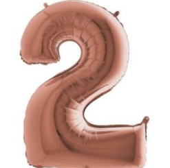 34″ Rose Gold Foil Number 2 Helium Balloon