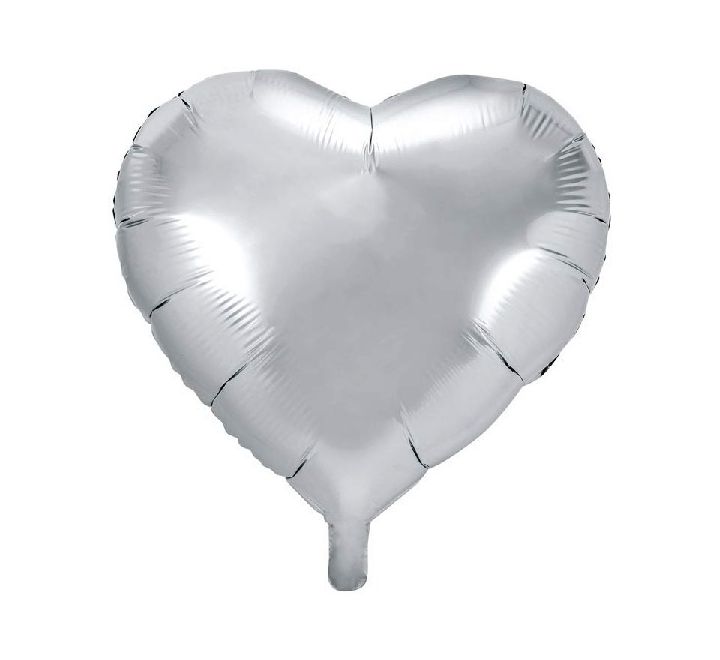 Silver Heart Foil Balloon 18'' with Helium