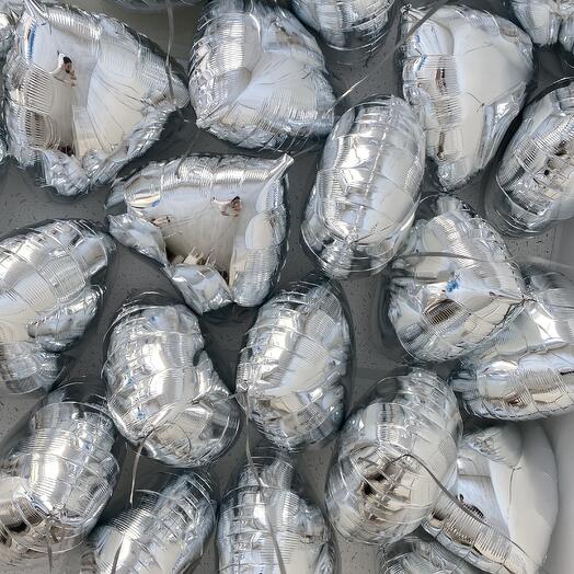 Silver Heart Foil Ceiling Balloons