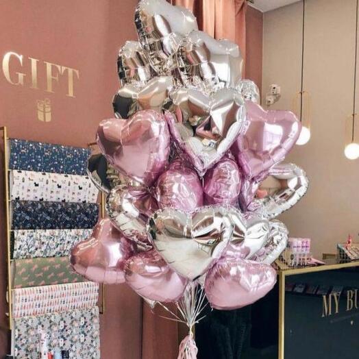 Silver Heart Foil Ceiling Balloons