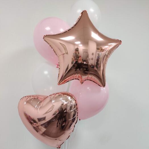 Star and Heart Shape Foil Balloons with Latex Balloons bouquet