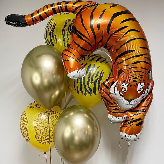 Tiger Foil with Balloons Bouquet