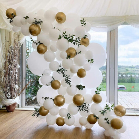 Balloons Garland of White and Gold Combination