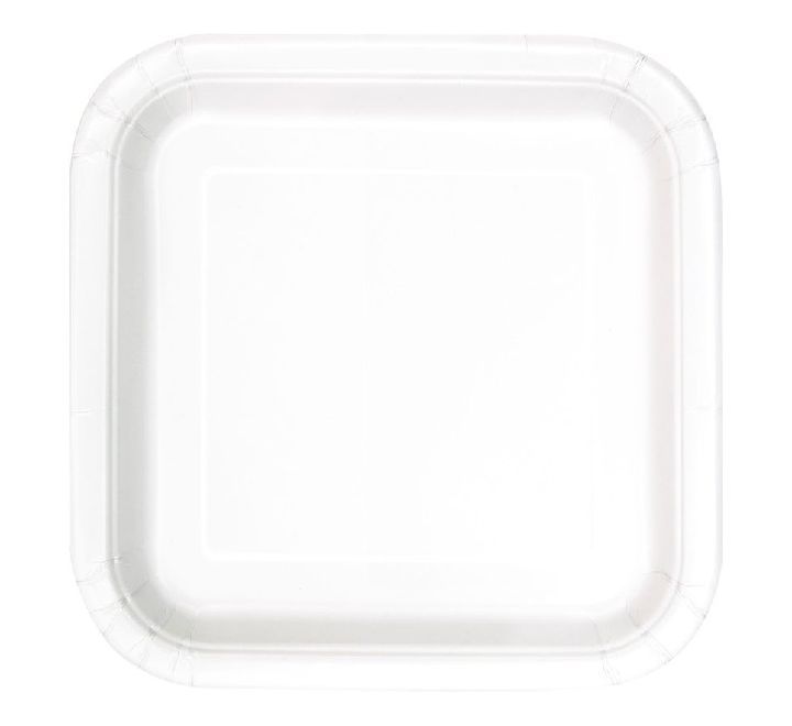 14 White Square Plates Disposable (9 inch)