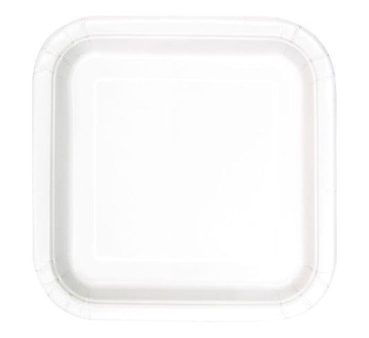 14 White Square Plates Disposable (9 inch)