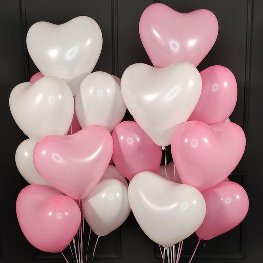 Pink & white heart shape latex balloon bouquet