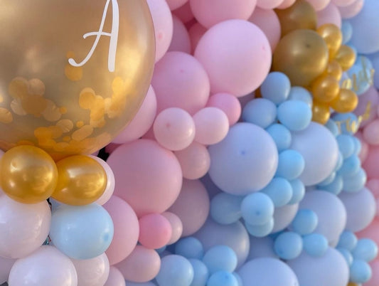 Photo Zone Wall of Pink and Blue Balloons