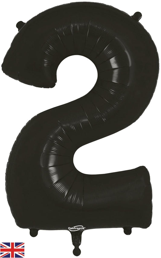 34″ black Foil Number 2 Helium Balloon