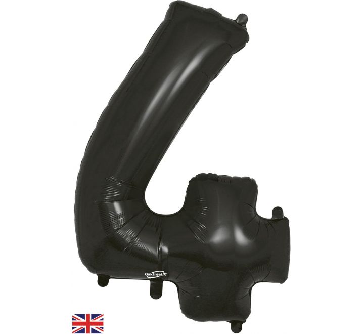 34″ black Foil Number 4 Helium Balloon
