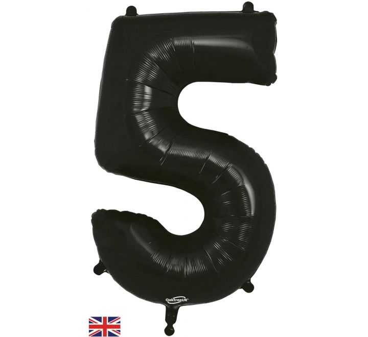 34″ Black Foil Number 5 Helium Balloon