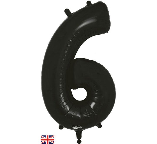 34″ black Foil Number 6 Helium Balloon