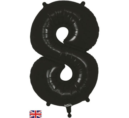 34″ Black Foil Number 8 Helium Balloon