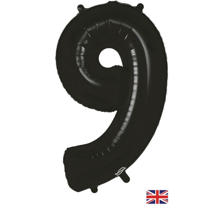 34″ Black Foil Number 9 Helium Balloon