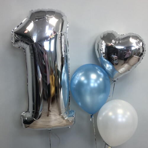 1st Birthday with heart and round Balloons