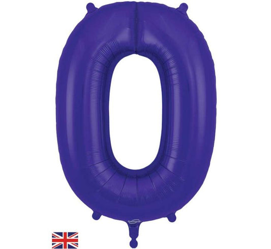 34″ Purple  Foil Number 0 Helium Balloon
