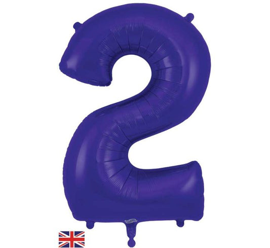 34″ Purple Foil Number 2 Helium Balloon